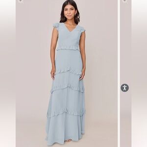 Revelry Blue Tiered Ruffle Gown